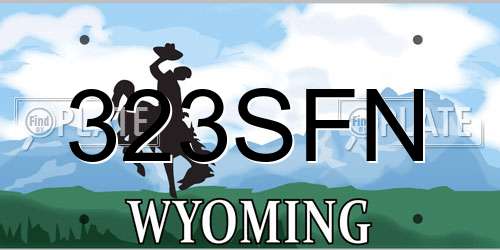 323SFN Wyoming License Plate