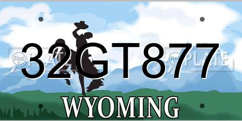 32GT877 Wyoming License Plate