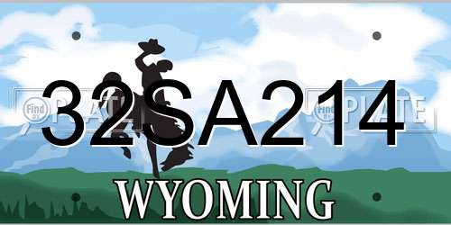 32SA214 Wyoming License Plate