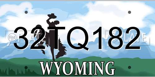 32TQ182 Wyoming License Plate