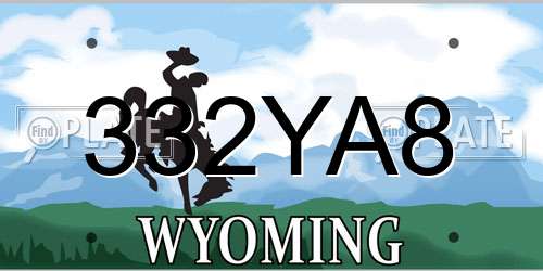 332YA8 Wyoming License Plate