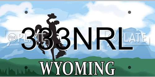 333NRL Wyoming License Plate