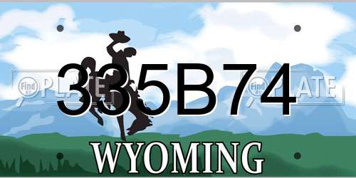 335B74 Wyoming License Plate