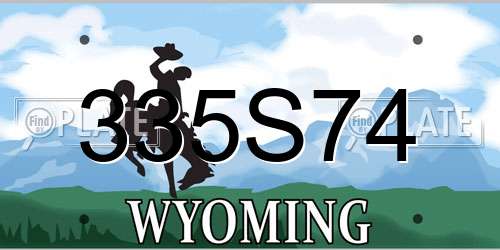 335S74 Wyoming License Plate