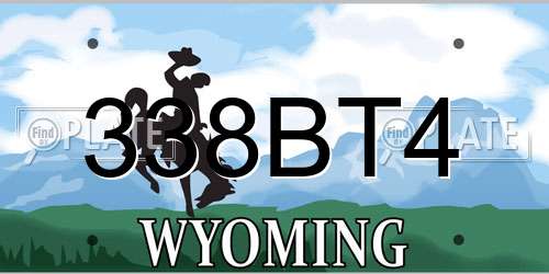 338BT4 Wyoming License Plate