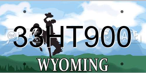 33HT900 Wyoming License Plate