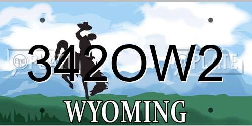 342OW2 Wyoming License Plate