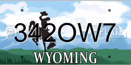 342OW7 Wyoming License Plate