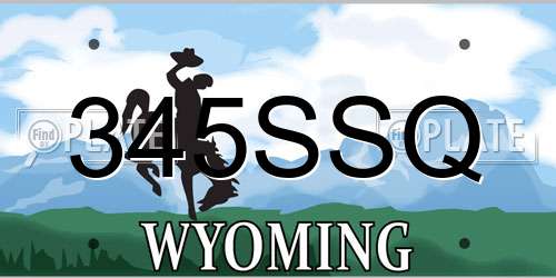 345SSQ Wyoming License Plate