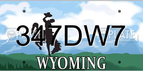 347DW7 Wyoming License Plate