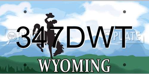 347DWT Wyoming License Plate