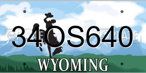 34OS640 Wyoming License Plate