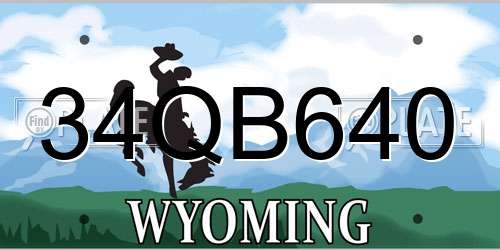 34QB640 Wyoming License Plate