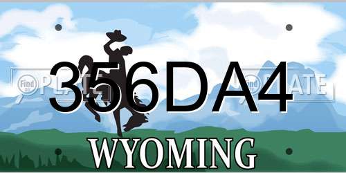 356DA4 Wyoming License Plate