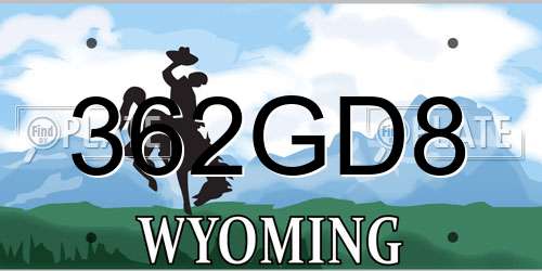 362GD8 Wyoming License Plate