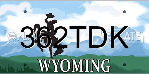 362TDK Wyoming License Plate