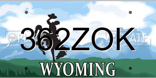 362ZOK Wyoming License Plate
