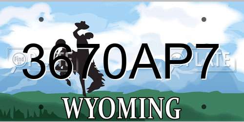 3670AP7 Wyoming License Plate