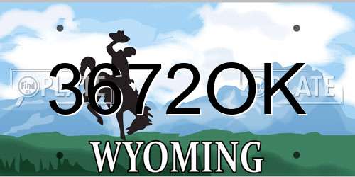 3672OK Wyoming License Plate