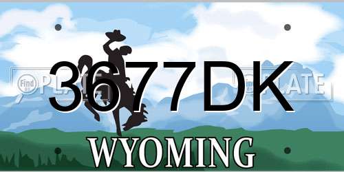 3677DK Wyoming License Plate