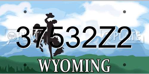 37532Z2 Wyoming License Plate