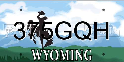 375GQH Wyoming License Plate
