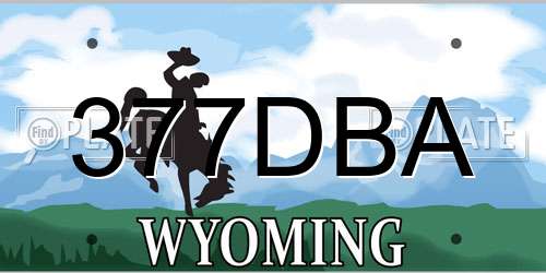377DBA Wyoming License Plate