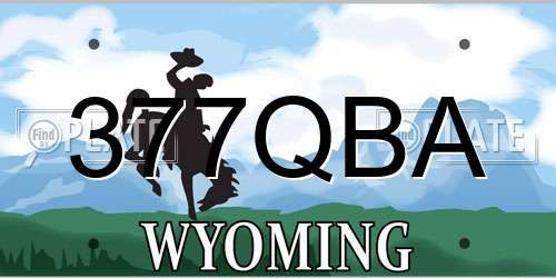 377QBA Wyoming License Plate