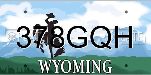 378GQH Wyoming License Plate