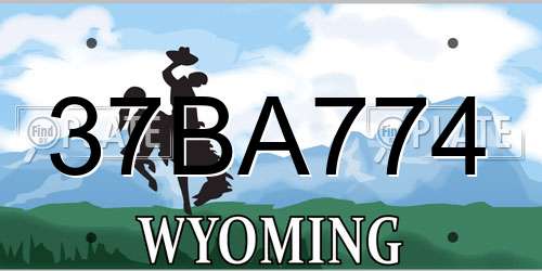 37BA774 Wyoming License Plate