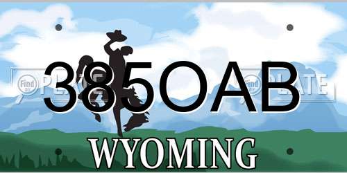 385OAB Wyoming License Plate