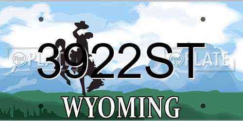 3922ST Wyoming License Plate
