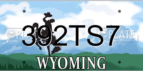 392TS7 Wyoming License Plate
