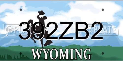 392ZB2 Wyoming License Plate