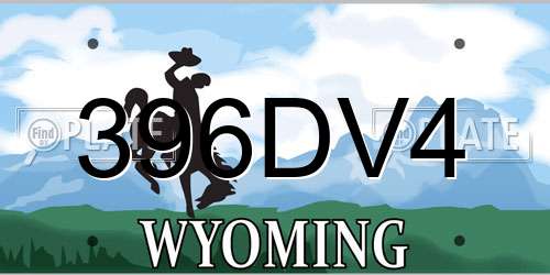 396DV4 Wyoming License Plate
