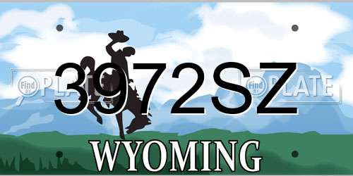 3972SZ Wyoming License Plate