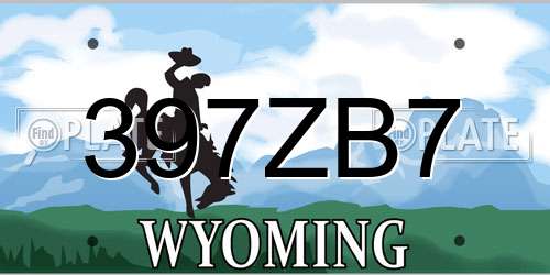 397ZB7 Wyoming License Plate