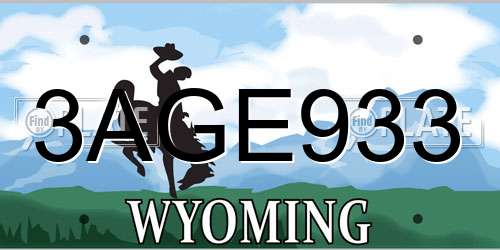 3AGE933 Wyoming License Plate