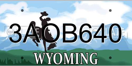 3AOB640 Wyoming License Plate