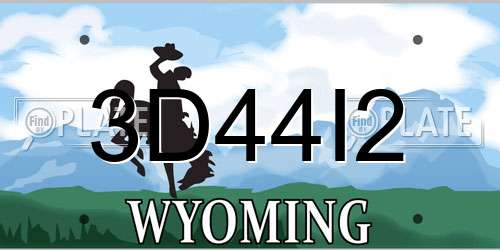 3D44I2 Wyoming License Plate