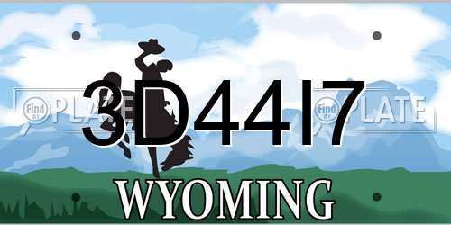 3D44I7 Wyoming License Plate