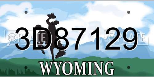 3D87129 Wyoming License Plate