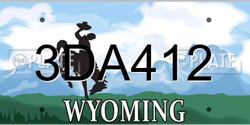 3DA412 Wyoming License Plate
