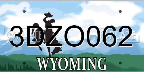 3DZO062 Wyoming License Plate