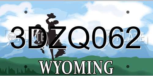 3DZQ062 Wyoming License Plate