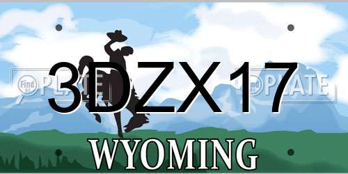 3DZX17 Wyoming License Plate