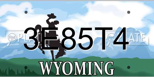 3E85T4 Wyoming License Plate