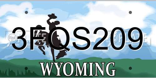 3FQS209 Wyoming License Plate