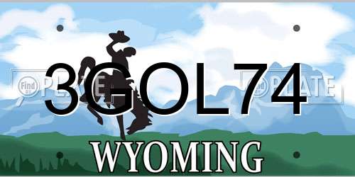 3GOL74 Wyoming License Plate