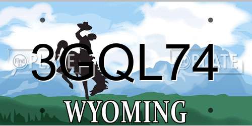 3GQL74 Wyoming License Plate
